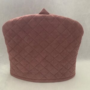 Quilted Tea Cozy in Tan Coloured Ultrasuede Machine Washable Tea Cosy, Large Cover for Teapot, Fits 6 Cup Teapot image 2