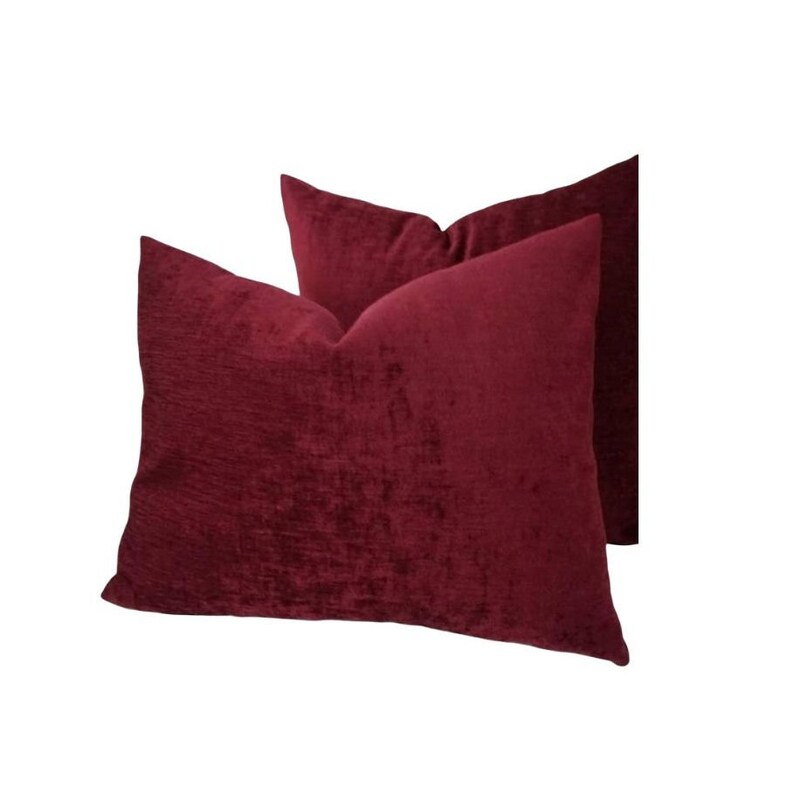 Throw Pillowmaroon Chenille Pillow Covers Maroon Chenille Etsy