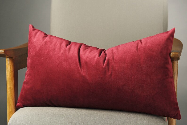 Lumbar Pillow Red Velvet Pillow Covers Red Velvet Cushion Etsy