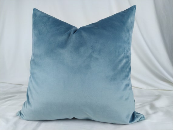 Throw pillow steel blue velour pillow Washed Velvet Pillow Covers in 2020