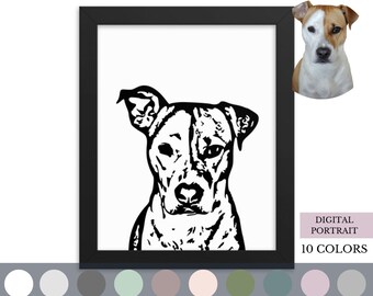 Pet Portrait Custom and Personalized, Dog Wall Art DIGITAL DOWNLOAD to Print on Poster or Canvas for Gift Cat Memorial Pet Themed Gifts Loss