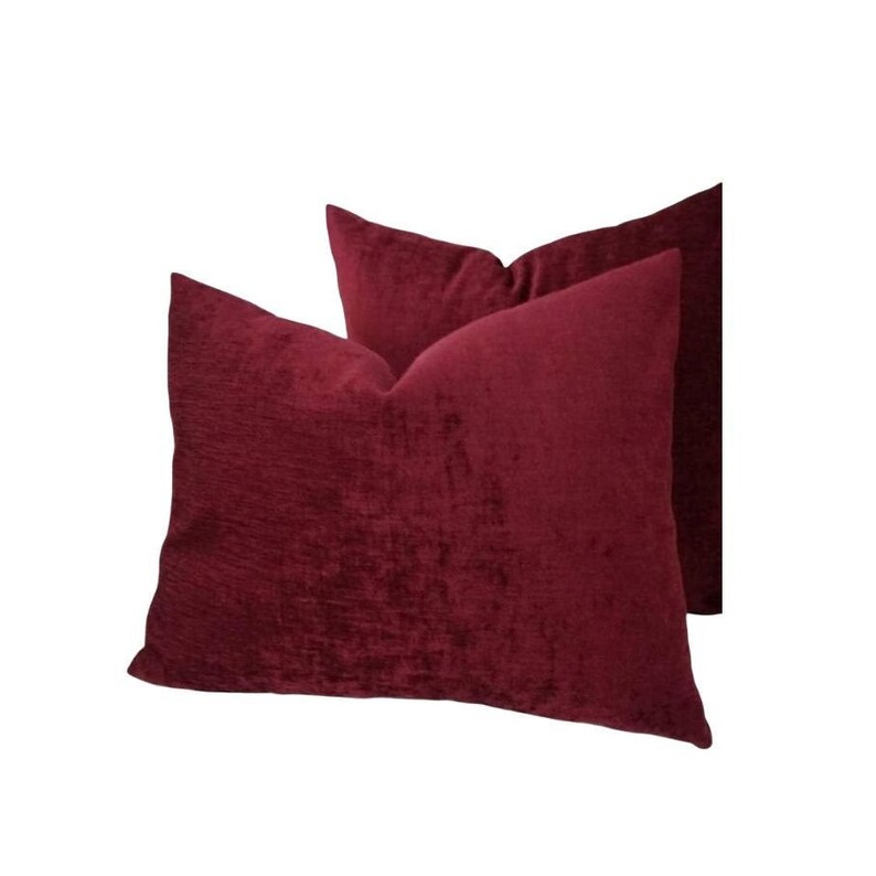 Throw Pillowmaroon Chenille Pillow Covers Maroon Chenille Etsy