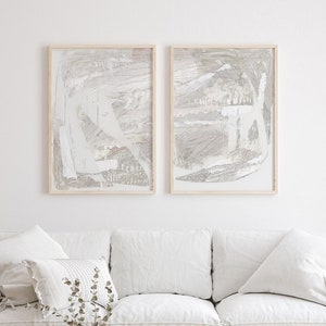 White Abstract Painting Set of 2, Minimalist Art Print, Printable Art, Modern Minimalist Poster, Printable Wall Decor
