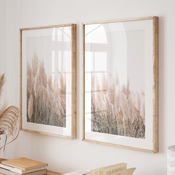 Pampas Grass Set of 2 Print, Instant Art INSTANT DOWNLOAD Printable Wall Decor, Modern Minimalist Poster