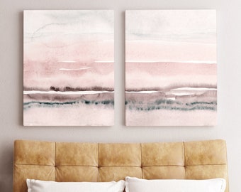 Blush Pink Painting Set of 2, Abstract Watercolor Print, Printable Art, INSTANT DOWNLOAD, Modern Minimalist Poster, Printable Wall Decor