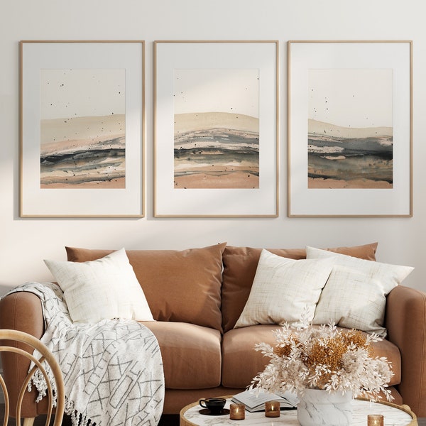 Berge abstrakten Druck Set von 3, Aquarell Malerei, druckbare Kunst, modernes minimalistisches Poster, druckbare Wanddekoration