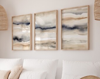 Beige Abstract Print Set of 3, Neutral Art, Nordic Modern Printable Art, Abstract Painting, Modern Minimalist Poster, Printable Wall Decor
