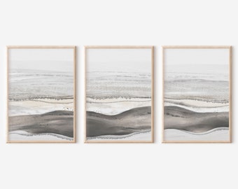 Grey And Beige Abstract Print Set of 3, Abstract Art, Printable Art, Abstract Painting, Modern Minimalist Poster, Printable Wall Decor
