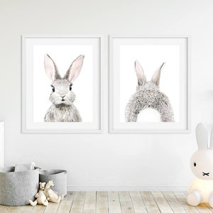 Nursery Wall Art Decor, Watercolor Bunny Rabbit Print Instant Art INSTANT DOWNLOAD Printable Wall Decor image 3