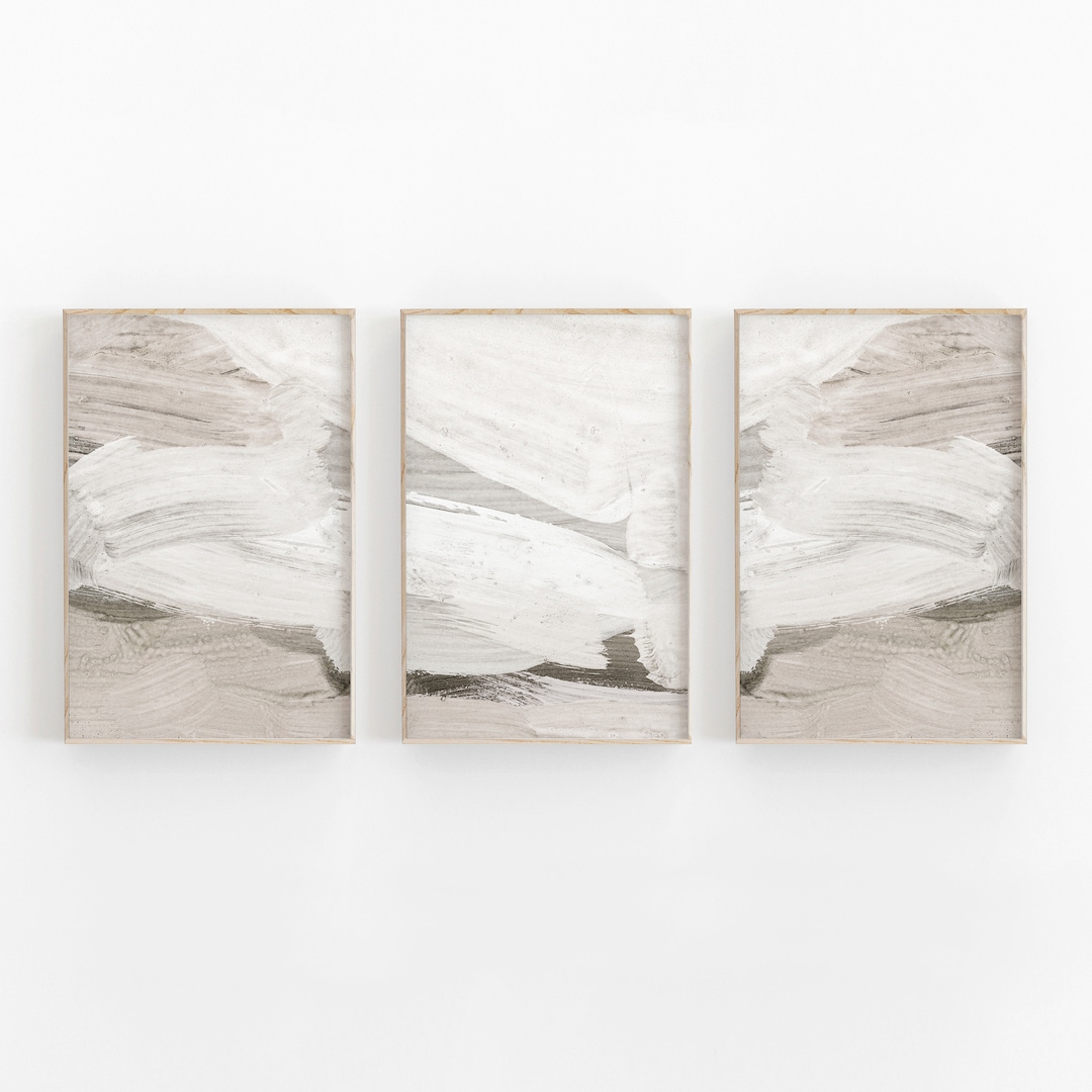 Neutral Beige Abstract Print Set of 3, Painting Art, Modern Printable ...