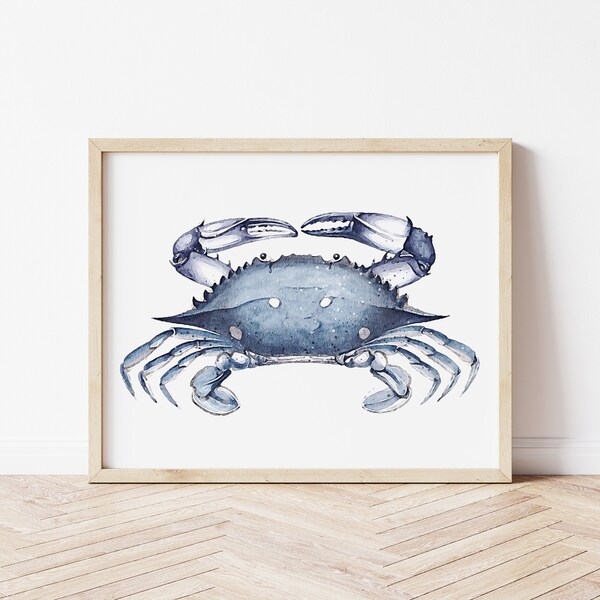 Blue Crab Wall Art Etsy