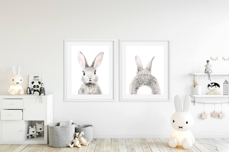 Nursery Wall Art Decor, Watercolor Bunny Rabbit Print Instant Art INSTANT DOWNLOAD Printable Wall Decor image 3