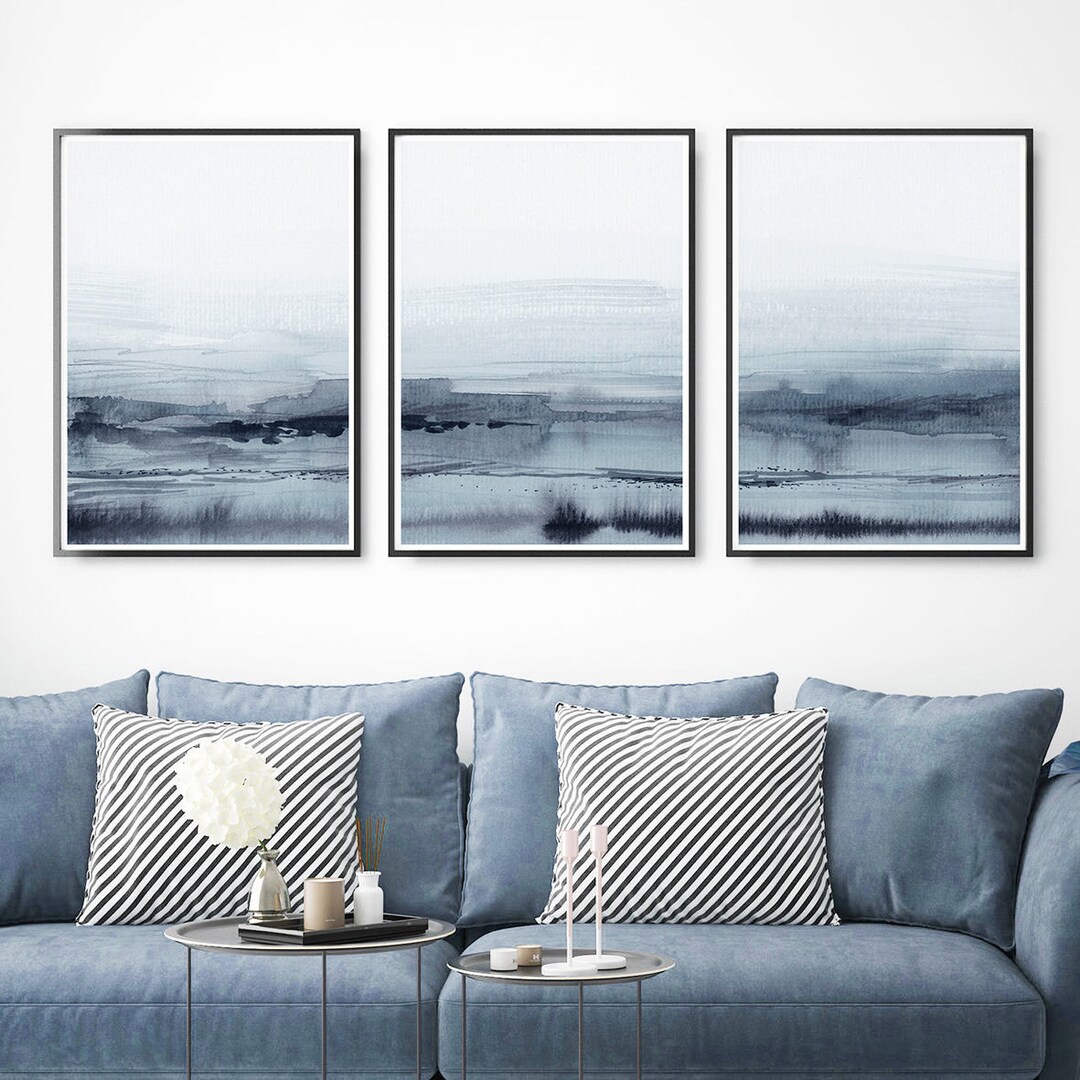 Blue Abstract Print Set of 3, Abstract Art, Printable Art, Abstract ...