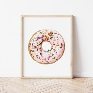 Pink Donut Watercolor Print Instant Art INSTANT DOWNLOAD Printable Wall Decor