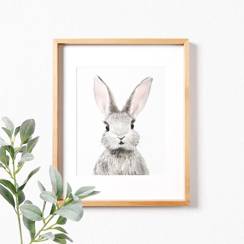 Nursery Wall Art Decor, Watercolor Bunny Rabbit Print Instant Art INSTANT DOWNLOAD Printable Wall Decor image 4