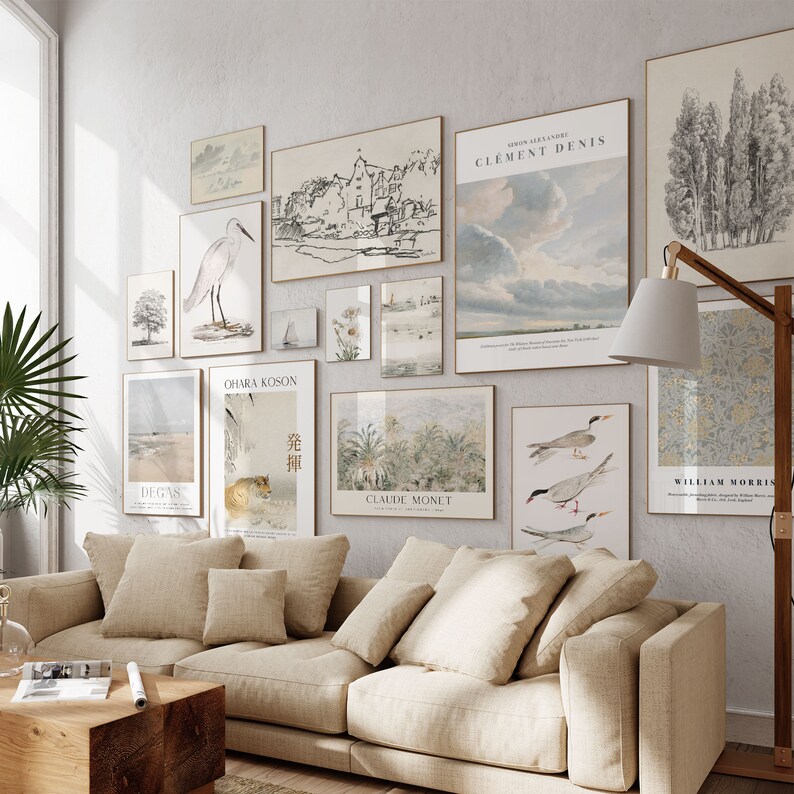 Neutral Gallery Wall Set Vintage Art Print Set of 14, Claude Monet Art ...