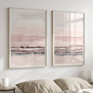 Blush Pink Painting Set of 2, Abstract Watercolor Print, Printable Art, INSTANT DOWNLOAD, Modern Minimalist Poster, Printable Wall Decor