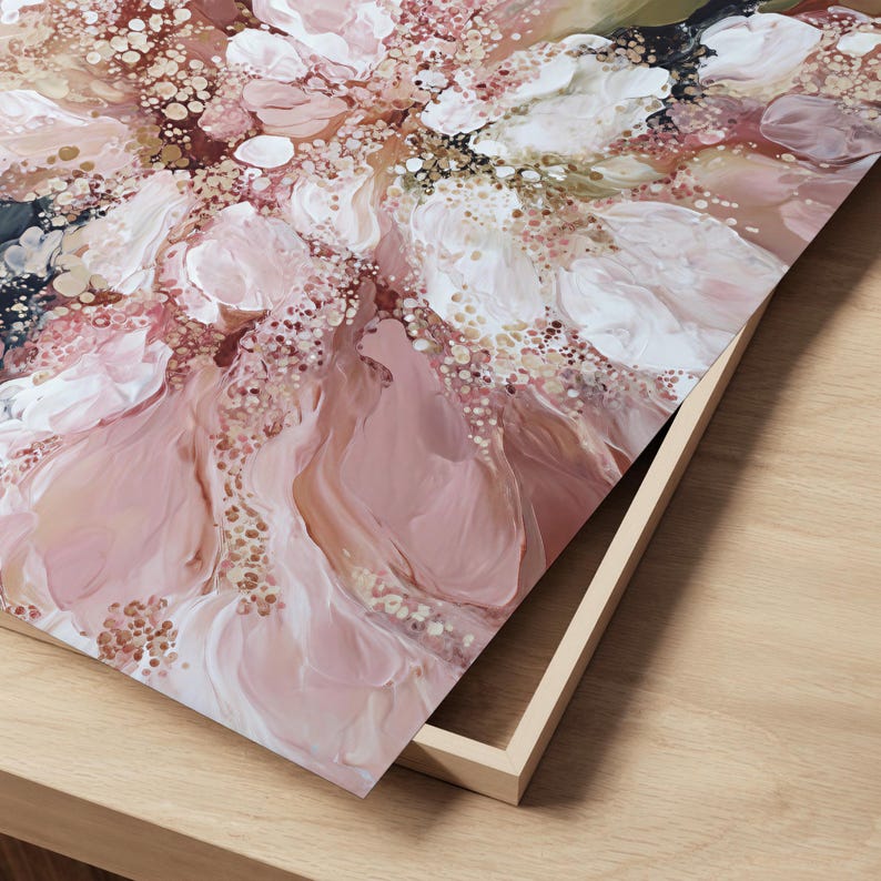 Pink Pastel Patterns Abstract Floral Pastel Pink Painting Print Set of 3, Modern Printable ...