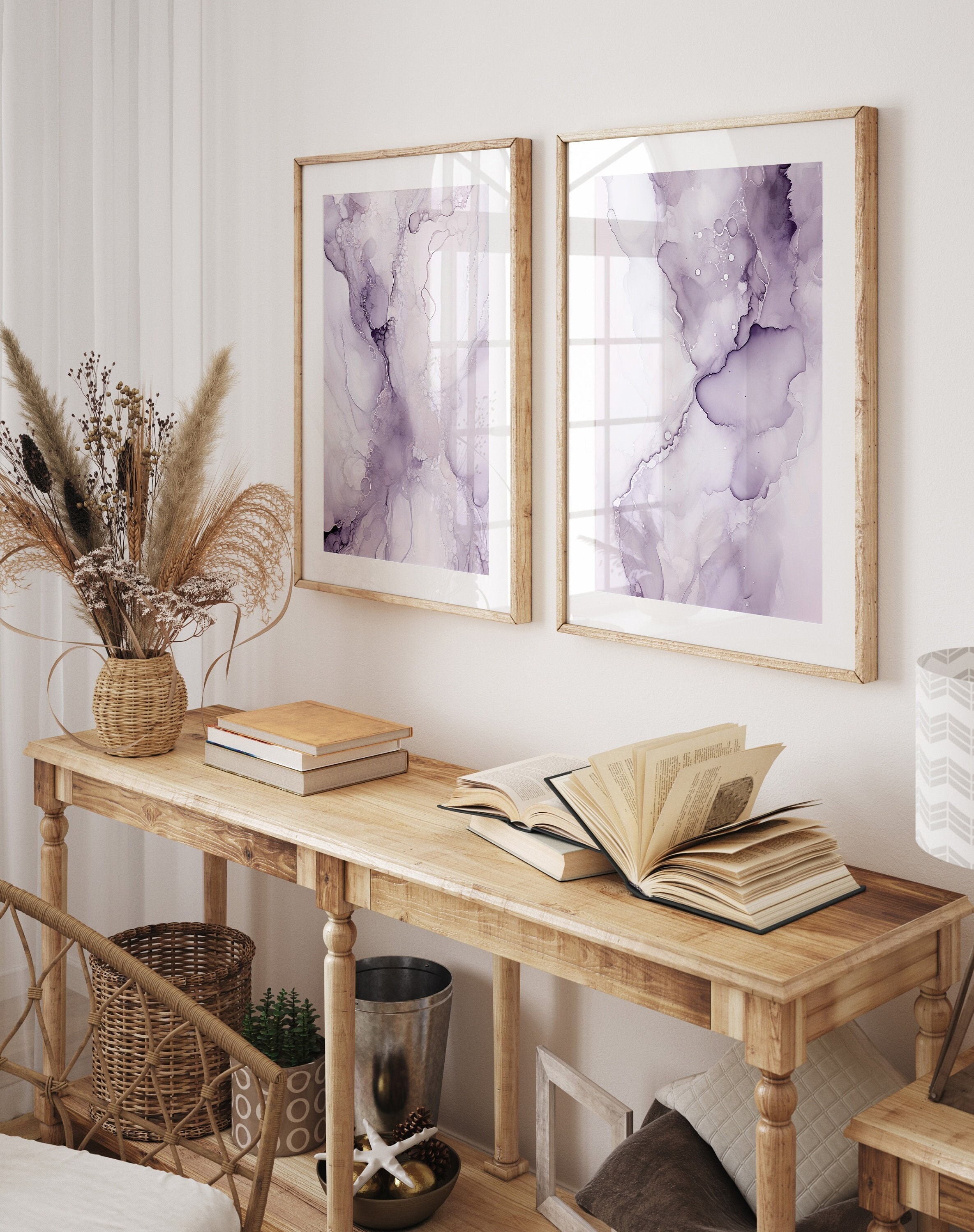Lavender Abstract Painting Set of 2, Purple Neutral Minimal Print, Printable Art, Modern Minimalist Poster, Printable Wall Decor