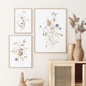 Wildflowers Print Set of 3, Floral Instant Art INSTANT DOWNLOAD ...