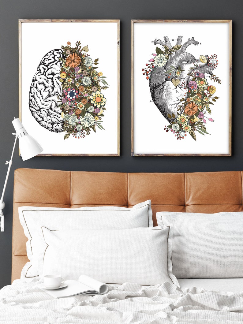 Set of 3 Vintage Anatomy Floral Heart Brain Lungs Print - Etsy Canada