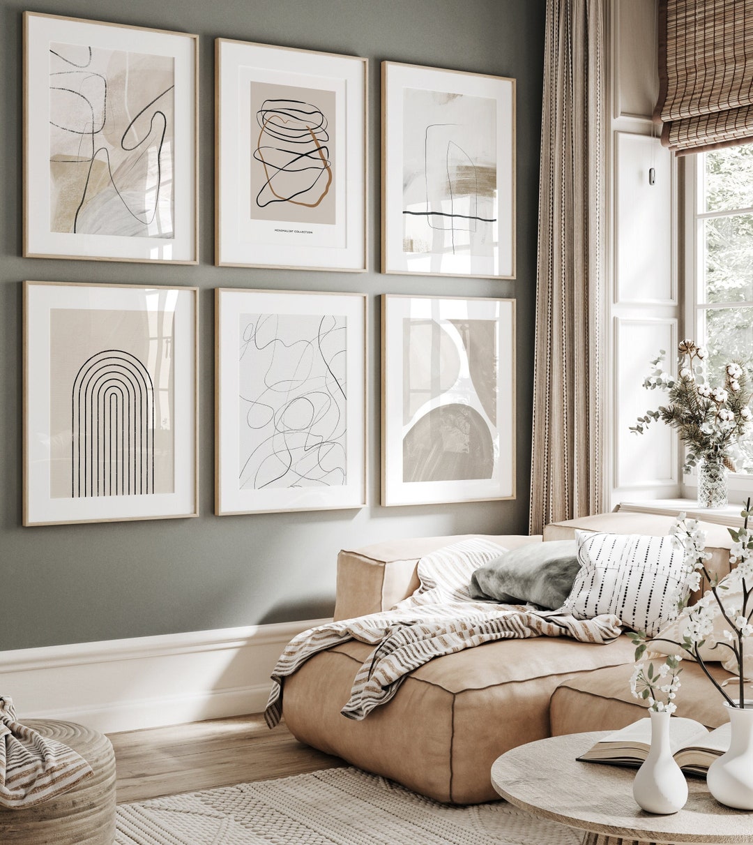 Beige Abstract Gallery Wall Print Set of 6, Modern Printable Art ...