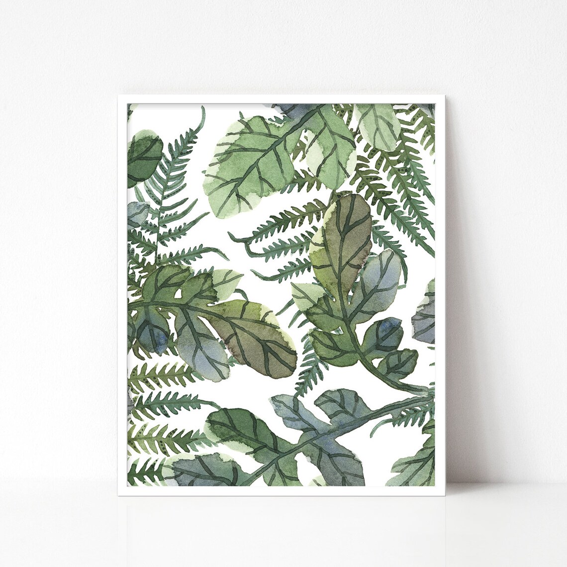 Set of 3 Greenery Leaves Watercolor Digital Print Instant Art Etsy