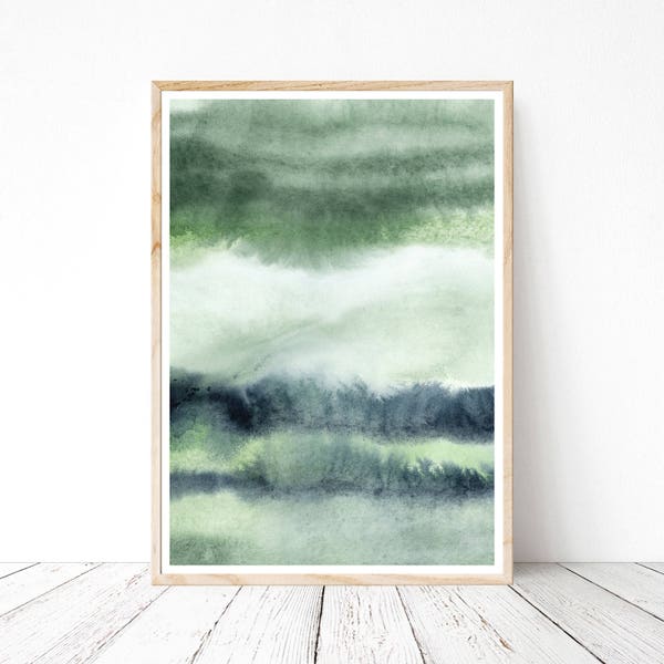 Green And Blue Watercolor Digital Print Instant Art INSTANT DOWNLOAD Printable Wall Decor, Modern Minimalist, ombre print, gradient,