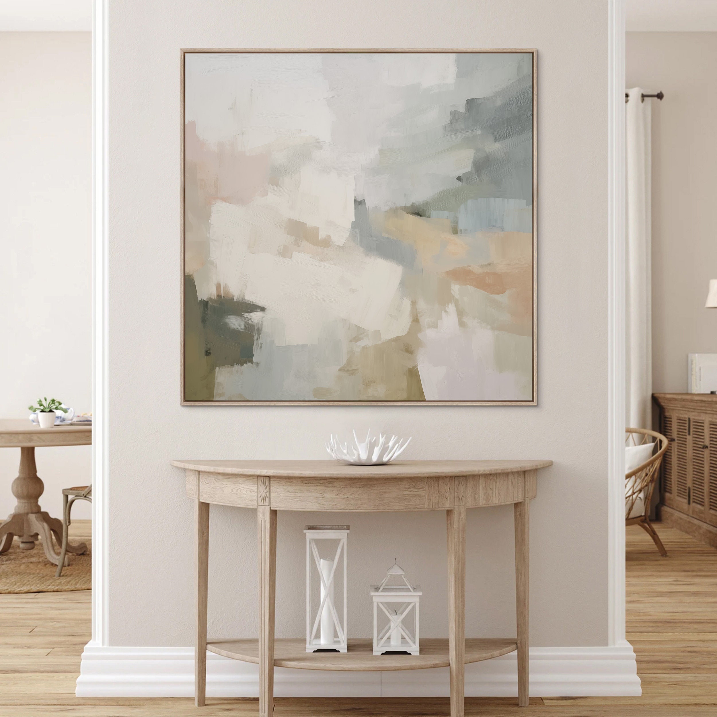 Neutral Beige Mint Green Abstract Art Print | Acrylic Painting | Modern ...