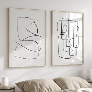 Modern Minimal Line Art Print Set of 2, Simple Drawing, Printable Art, Modern Minimalist Poster, Printable Wall Decor