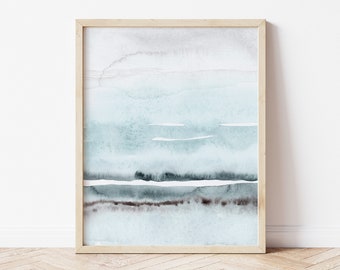 Light Blue Watercolor Print Instant Art INSTANT DOWNLOAD Printable Wall Decor, Modern Minimalist, ombre print, gradient, ink, neutral