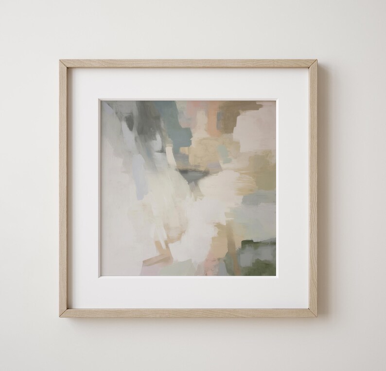 Neutral Beige Mint Green Abstract Art Print | Acrylic Painting | Modern ...