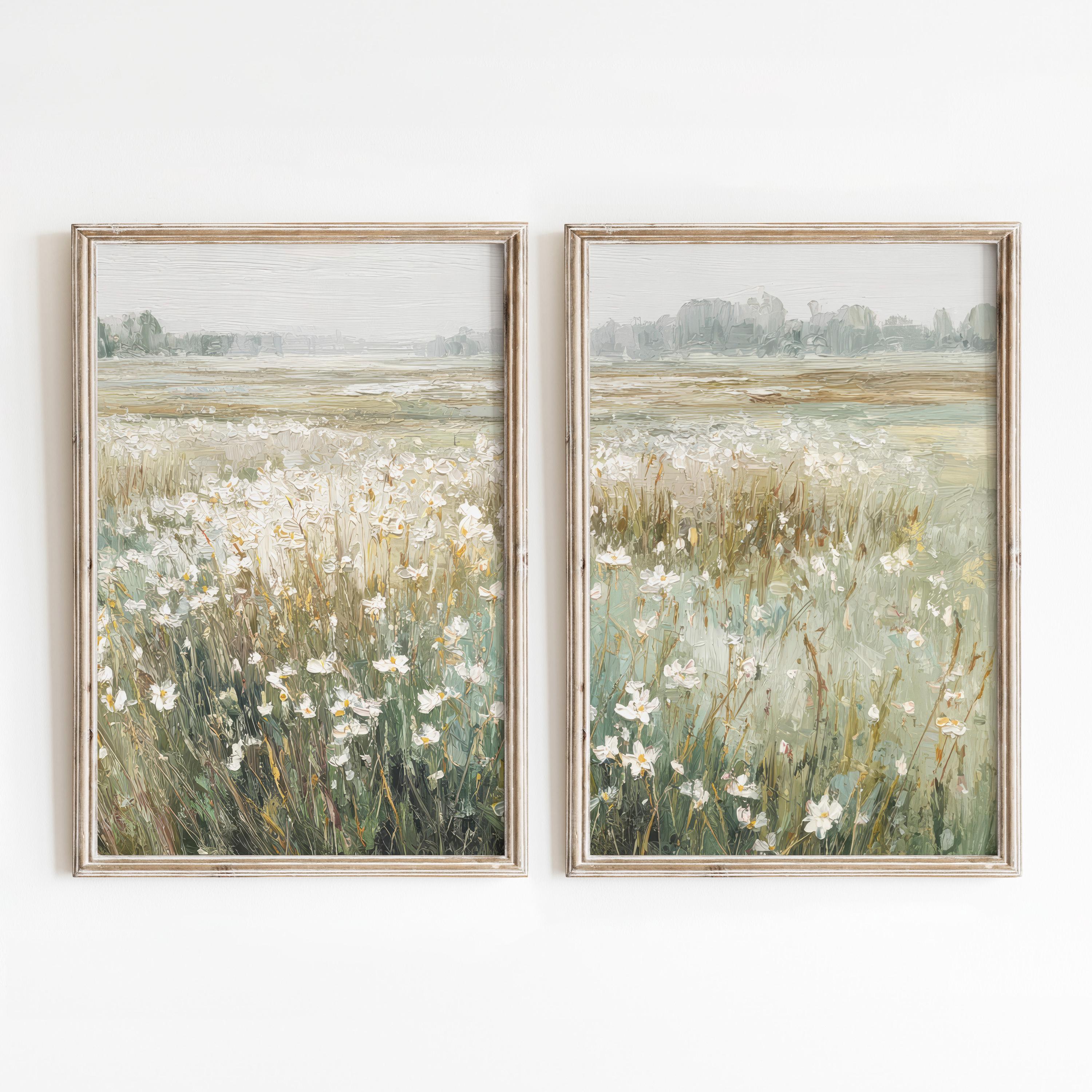 Nature Landscape Painting Set of 2, Abstract Oil Print, Printable Art ...