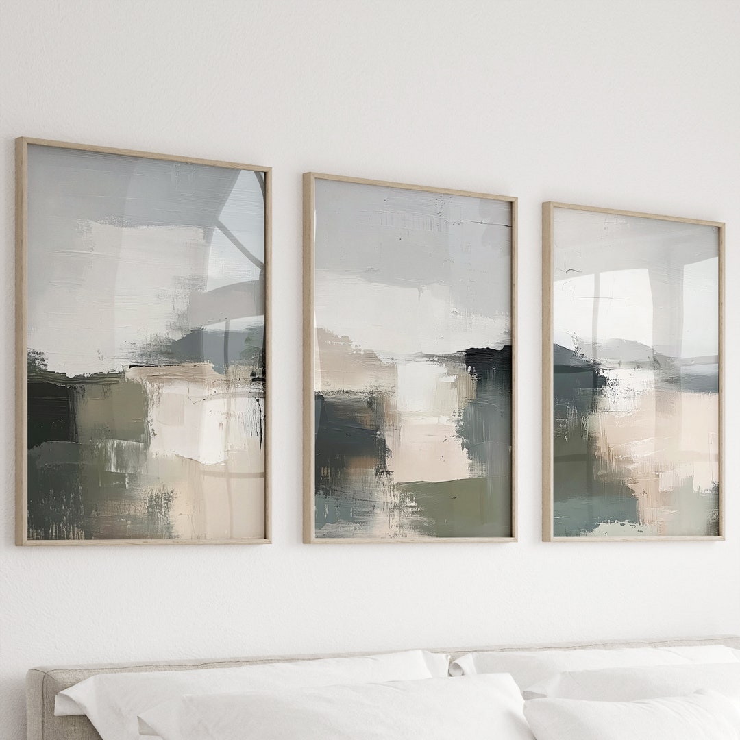 Abstract Landscape Print Set of 3, Neutral Art, Nordic Printable Art ...