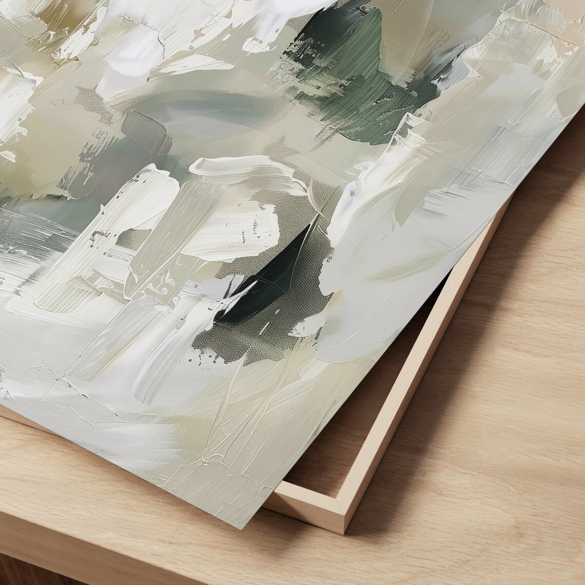 Neutral Beige and Green Abstract Art Print | Acrylic Painting | Modern ...