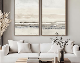 Beige And Grey Painting Set of 2, Abstract Watercolor Print, Printable Art, INSTANT DOWNLOAD, Modern Minimalist Poster, Printable Wall Decor