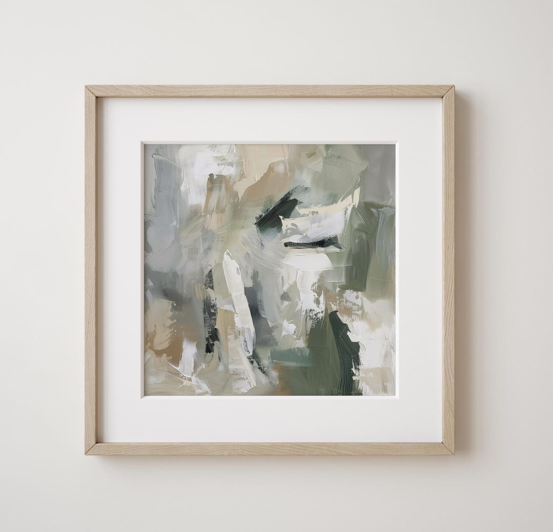 Neutral Beige and Green Abstract Art Print | Acrylic Painting | Modern ...