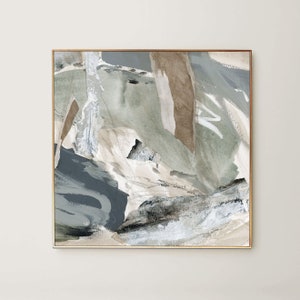 Impresión abstracta grande, pintura abstracta verde menta, gris y beige, decoración moderna, descarga instantánea, decoración de pared imprimible