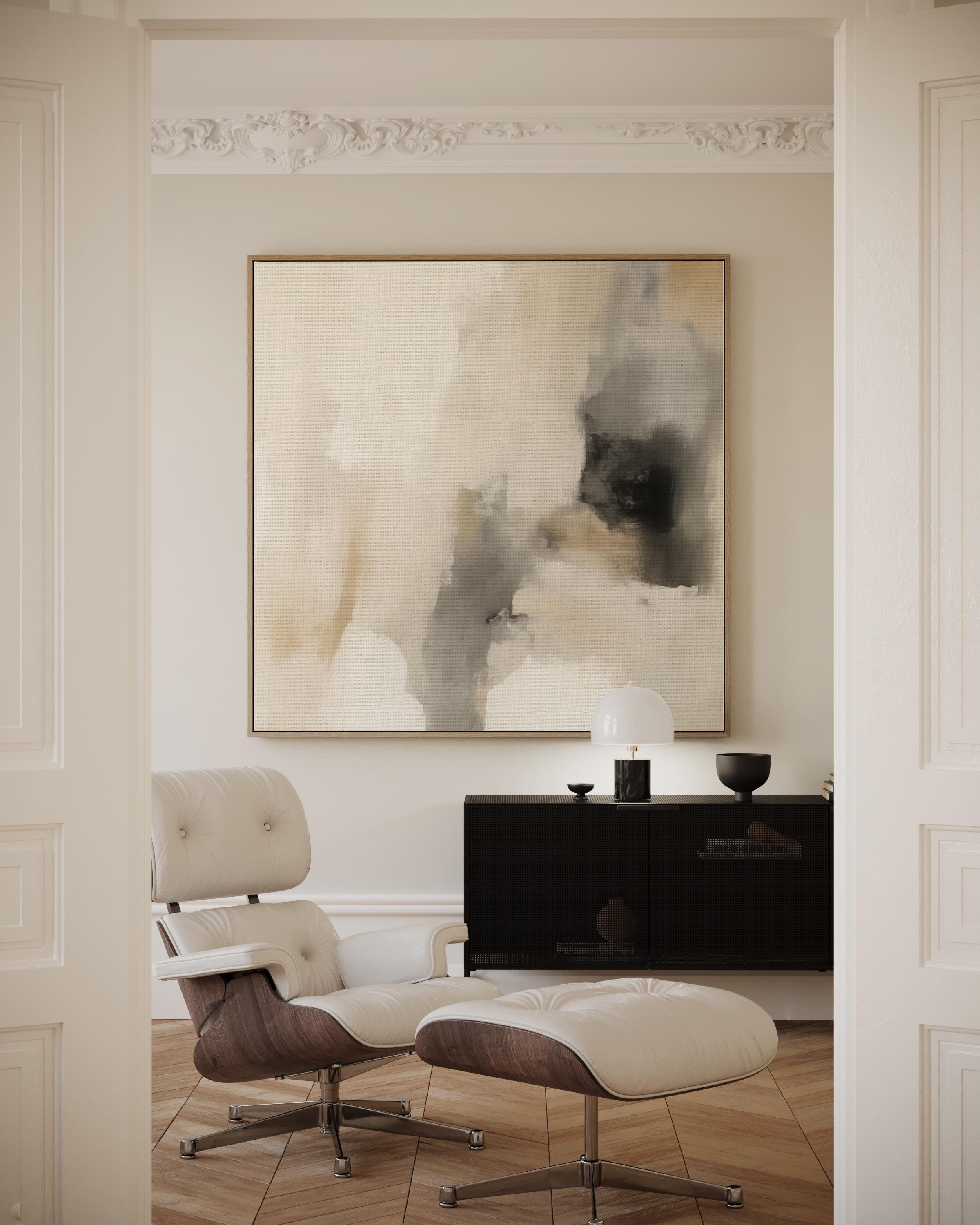 Contemporary Abstract Art Print | Japandi Style Painting | Modern Minimalist Poster | Stretched Canvas Wall Decor