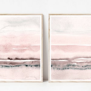 Blush Pink Painting Set of 2, Abstract Watercolor Print, Printable Art, INSTANT DOWNLOAD, Modern Minimalist Poster, Printable Wall Decor