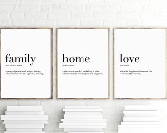 Family Home Love Quote Definition Print, Digital Print Instant Art INSTANT DOWNLOAD Printable Wall Decor