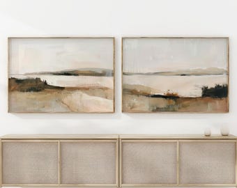Neutral Landscape Painting Set of 2, Abstract Watercolor Print, Printable Art, INSTANT DOWNLOAD, Modern Minimalist Poster, Printable