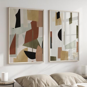 Mid Century Modern Abstract Set of 2, Abstract Print, Printable Art, INSTANT DOWNLOAD, Modern Minimalist Poster, Printable Wall Decor