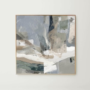 Large Abstract Print, Neutral Blue Green Abstract Painting, Modern Decor INSTANT DOWNLOAD Printable Wall Decor