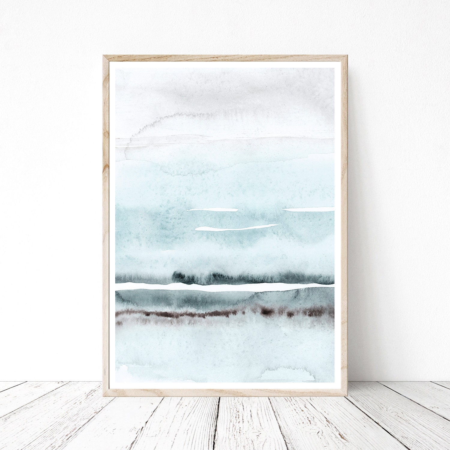 Light Blue Painting Set of 2 Abstract Watercolor Print Etsy