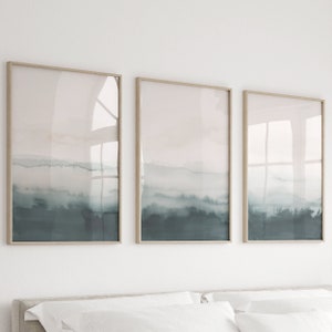 Abstrakte Landschaft Poster Set von 3, neutrale gedeckte Farben Kunst, nordische Aquarellmalerei, modernes minimalistisches Poster, druckbare Wanddekoration