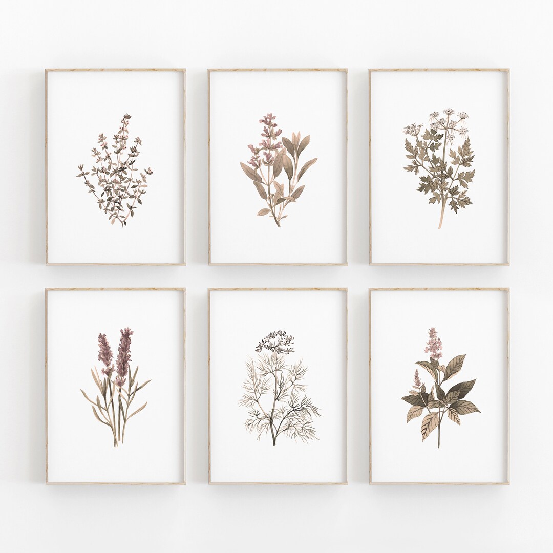 Set of 6 Herbs Watercolor Digital Print Instant Art INSTANT DOWNLOAD ...