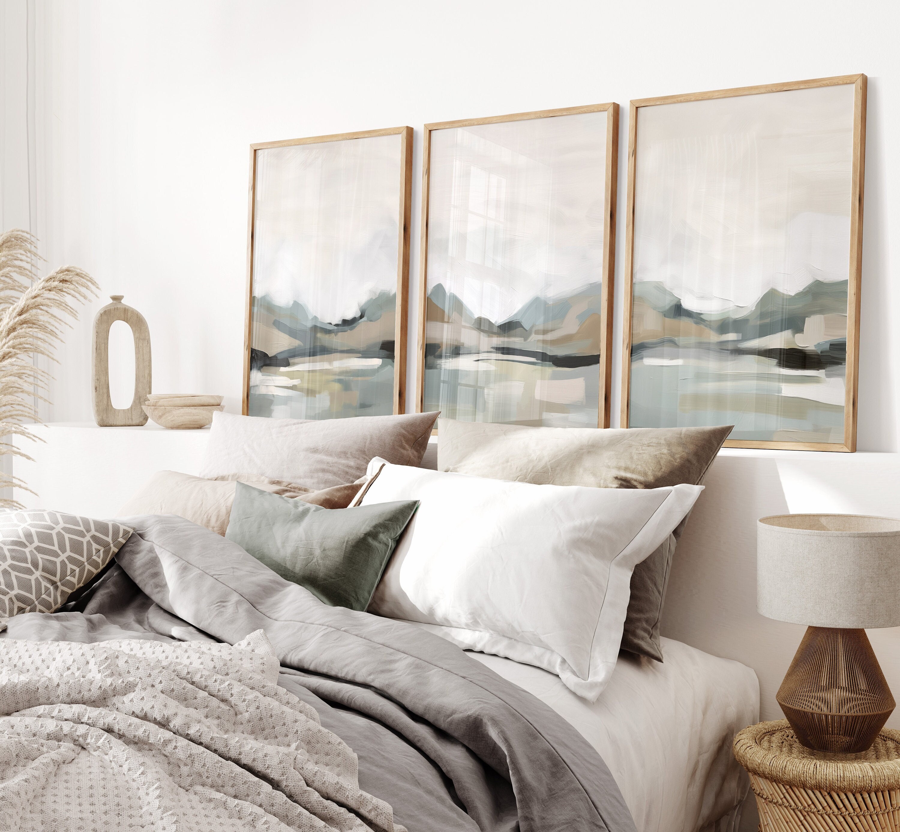 Abstract Landscape Print Set of 3, Neutral Art, Nordic Printable Art, Acrylic Painting, Modern Minimalist Poster, Printable Wall Decor