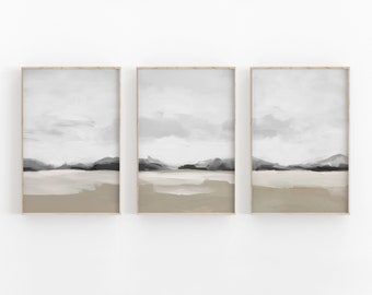 Beige And Grey Abstract Print Set of 3, Neutral Art, Nordic Modern Printable Art, Modern Minimalist Poster, Printable Wall Decor