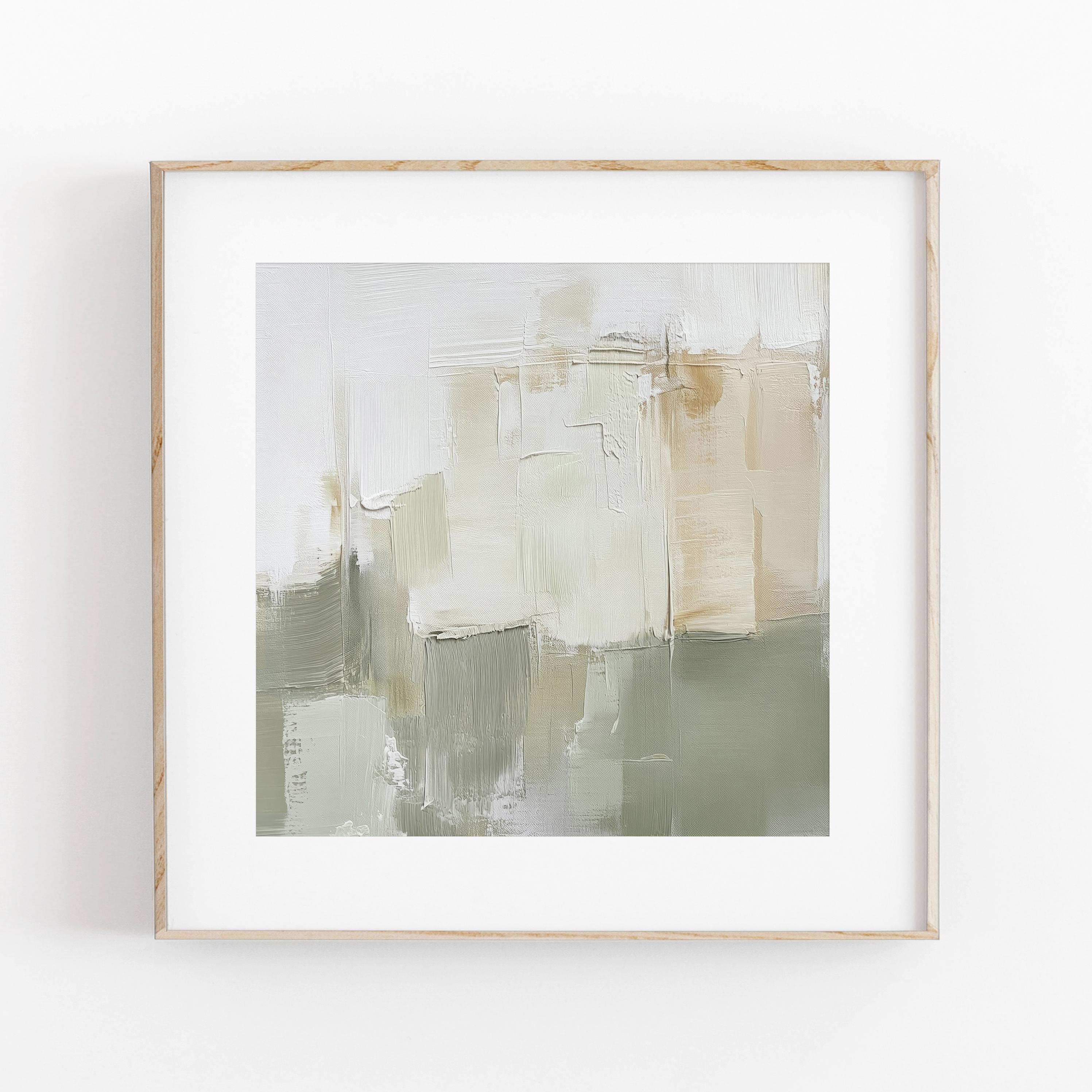 Abstract Green Painting Set of 2 Square Prints, Abstract Acrylic Print ...